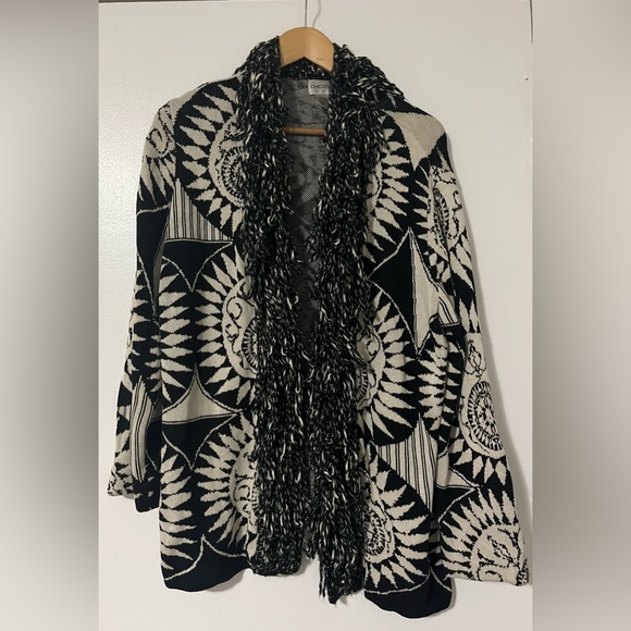 Silk chico's bohemian sun cardigan with fringe in perfect condition vintage - Picture 1 of 6